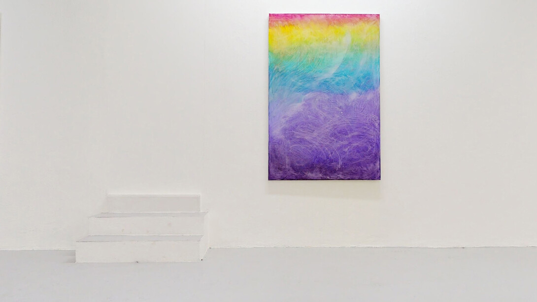 Cosmic Love Affair, 2021 Popper, cialis and tempera on canvas 150x100x3,5 cm | 59x39½x½ inches 