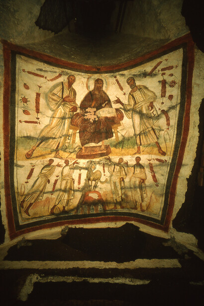 San Marcelino y Pietro en la cripta santos epónimos (Roma, Italia)