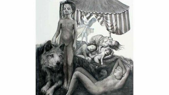 Beth Carter, The Day Owl, 2013, Charcoal & Pastel on Paper, 50" x 38½"