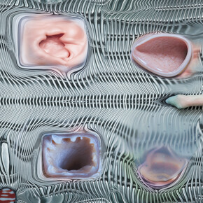 Tishan Hsu, mammal-screen-green-2, 2024. Courtesy of Miguel Abreu Gallery, Tishan Hsu and Jeffrey Deitch Gallery. Photos by Stephen Faught