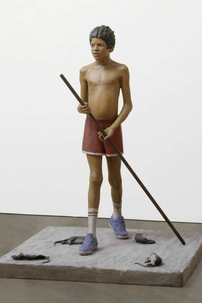 John Ahearn, Raymond (Rat Killer), 63 x 48 x 48 in/160 x 122 x 122 cm