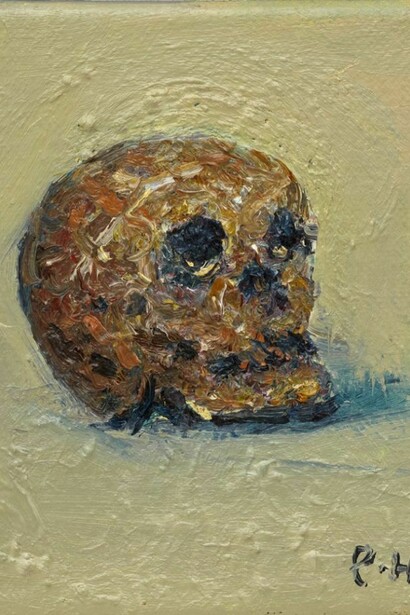 Paul Housley, Golden Scull, 2013, oil on canvas, Copyright the Artist, Photographs courtesy of Belmacz