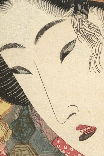 Ilustración del libro "Libro erótico ilustrado de la nieve sobre el monte Fuji", Keisai Eisen, 1824