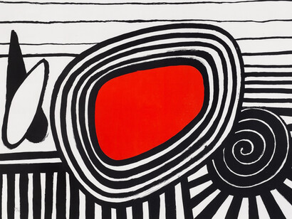 Alexander Calder, Composition with red oval and black spiral (38/75) (detail), 1970. Courtesy of West Chelsea Contemporary