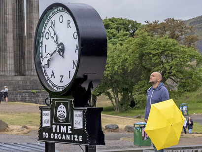 The Silent Agitator by Ewan outside the gallery at Collective in Edinburgh © Neil Hanna