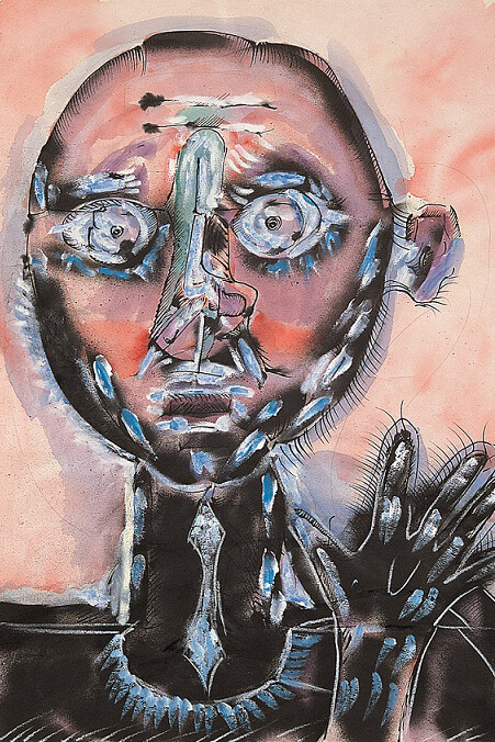 Mario Merz, Untitled, 1983, pencil, chalk, ink, Indian ink, enamel on paper, 73,5 x 55,5 cm, Private collection

