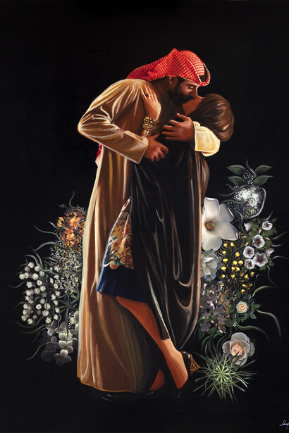 Shurooq Amin, The King of Hearts, 2014, Mixed media on canvas, 200 x 150 cm