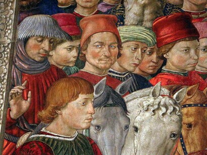 Benozzo Gozzoli, particolare di Sigismondo Pandolfo Malatesta, Il viaggio dei Magi: il corteo di Gasparre, 1459, Cappella dei Magi, Palazzo Medici Riccardi, Firenze, Italia