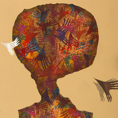 Nihad Al Turk, Bird, 2013, Acrylic on canvas, 140 x 120 cm
