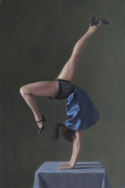 Harry Holland, Small Handstand, oil on panel, 40 x 28 cm