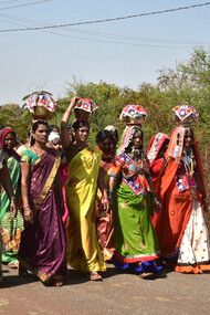 Dalit & pastoral women of Deccan Development Society carrying sacred seeds at mobile fest, Feb 2020 © Ashish Kothari