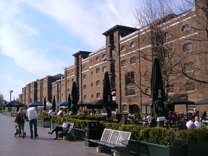Last warehouses on the West India Docks, with Museum of London, Docklands
