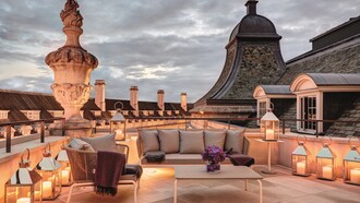 Hotel Cafe Royal. Dome Penthouse, terrace at dusk