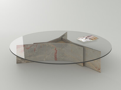 Baldessari e Baldessari, Tavolo Collezione Filo in marmo e vetro per Luce di Carrara