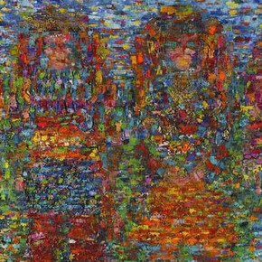 عروس هنر [Aroos'e Honar], 2017, mixed media on canvas, 200 x 300 cm 