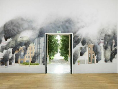 St Helier on Fire 2017, Painted by Stuart Sam Hughes , British Pavilion 2013, Photo by Cristiano Corte, © British Council