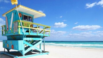 Una caseta sobre la arena en Miami Beach