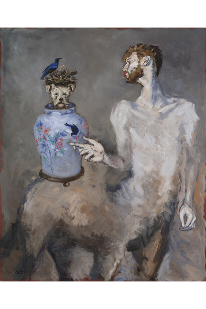 Gérard Garouste, Le Centaure et le Nid d’oiseaux, 2013, huile sur toile,
194.5 x 160 cm. Collection particulière.
© Courtesy Galerie Daniel Templon, Paris.
Photo Bertrand Huet/Tutti.
© Adagp Paris 2015