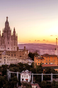 Barcelona, Catalonia, Spain, seen from above with its distinctive city buildings