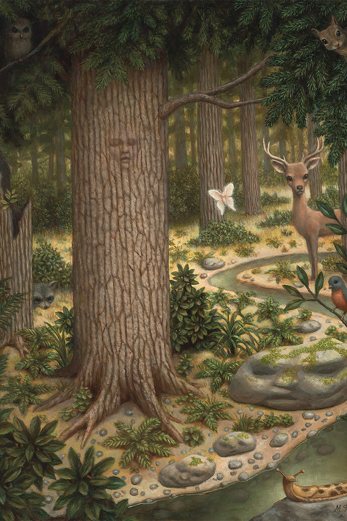 Marion Peck, The Woods, 51x41cm, 20x16, oil on panel, 2017. Courtesy of Dorothy Circus Gallery