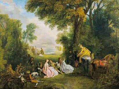 Antoine Watteau, Treffpunkt bei der Jagd, 1717/18, Öl auf Leinwand, Wallace Collection, London
