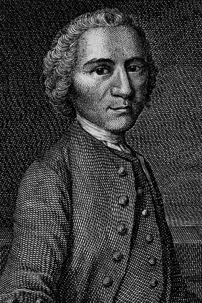 Jean-Jacques Rousseau. Grabado de línea por Manuel Salvador Carmona