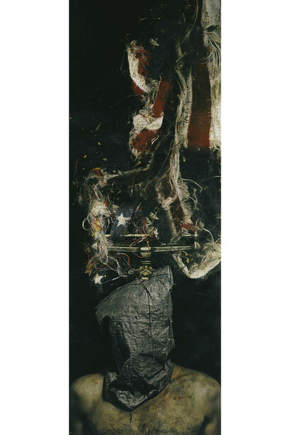Peter Kennard, Decoration 8 (2003-4), oil and pigment on canvas, 287 x 102 cm © Peter Kennard