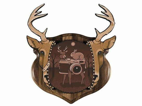 Jeremy Fish, The Little Buck, 2014, acrylic on wood, 24 x 20 inches