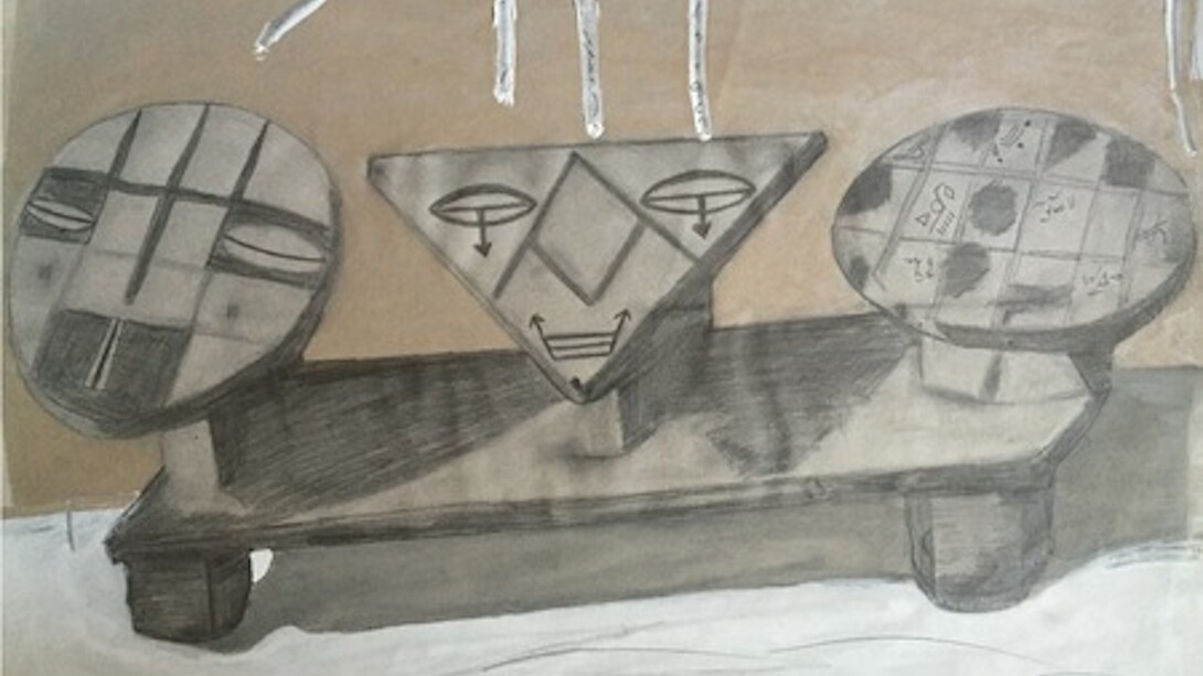 Mor Faye, Untitled 70, 1983, graphite acrylic on paper, 19.5x25.5 inches 50x65 cm. Courtesy of Skoto Gallery    
