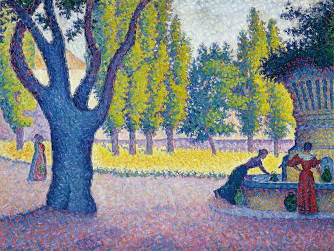 Paul Signac, Saint-Tropez, Fontaine des Lices , 1895, Oil on canvas, 65 x 81 cm (25 9/16 x 31 7/8 inches). 
