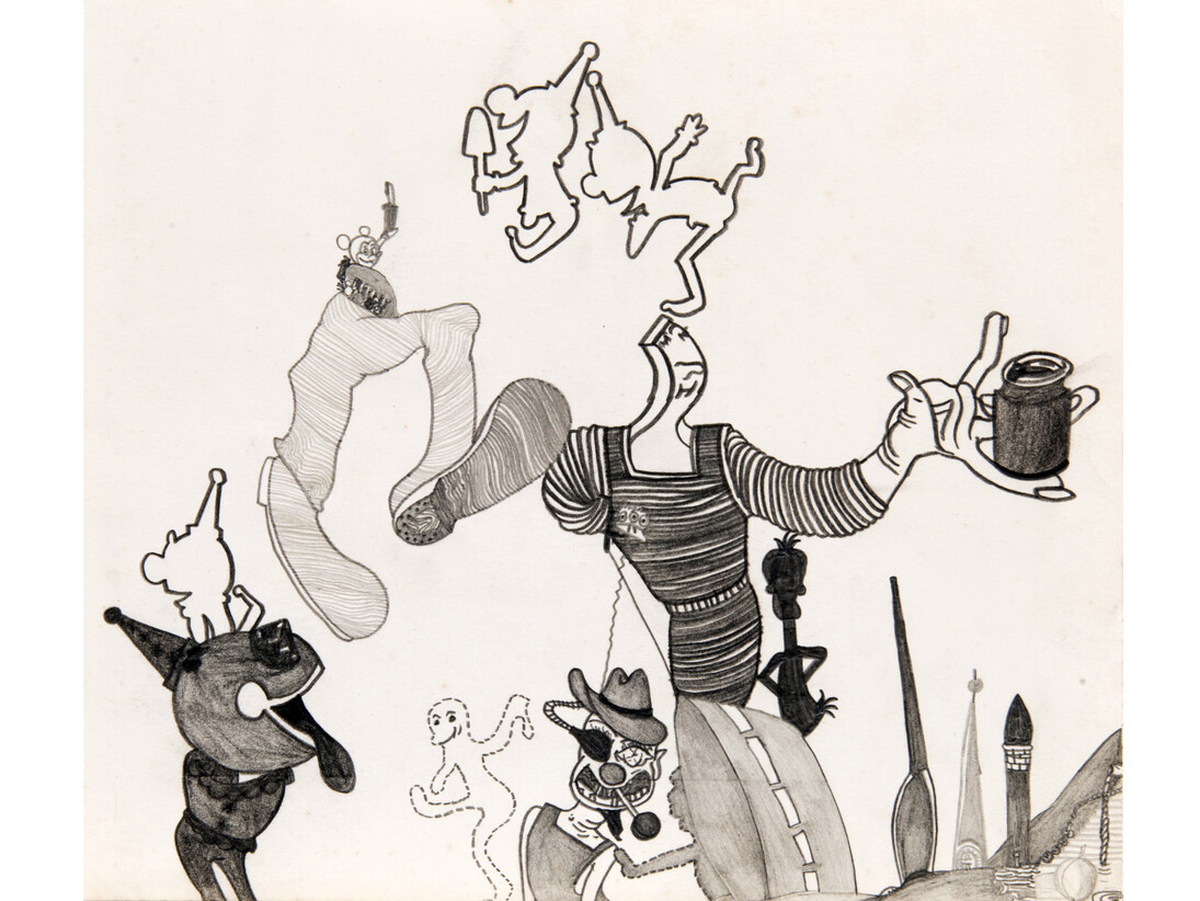 Susan Te Kahurangi King, Untitled, c. 1967, Graphite on paper, 9 x 10.25 inches (22.9 x 26 cm)