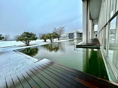 Water basin encircling the library © Alma Reyes