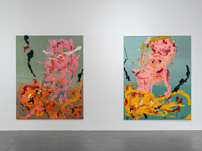 Marwan Sahmarani, Dirty mirror selfie, exhibition view. Courtesy of Leila Heller Gallery