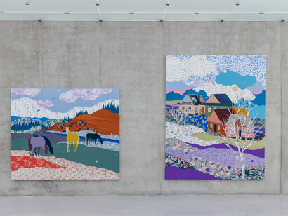 Małgorzata Mirga-Tas, Tełe ćerhenia jekh jag (Unter dem bestirnten himmel brennt ein feuer), ausstellungsansicht. Mit freundlicher genehmigung des Kunsthaus Bregenz