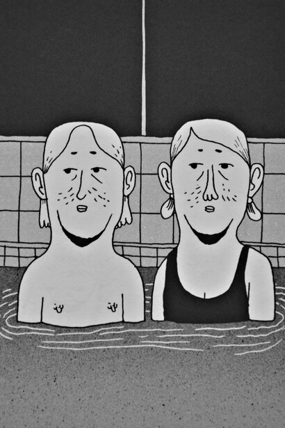 "Spa", graphic novel di Erik Svetoft. Fig. 1. Lo stile di Svetoft è minimale e il suo tratto ridotto all'essenzialità dei lineamenti