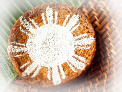 Ube and huckleberry Basque cake