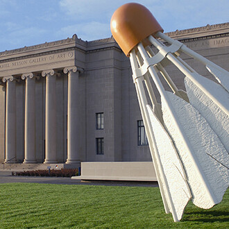 Aluminum, fiberglass-reinforced plastic, paint, h x diam: 19 feet 2 9/16 inches x 15 feet 11 7/8 inches. Purchase: acquired through the generosity of the Sosland Family, F94-1/1-4. Donald J. Hall Sculpture Park. This work is copyrighted. Consult copyright information for permission to reproduce.