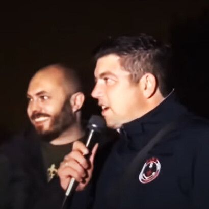 Riccardo Rocchesso e Stefano Puzzer alla manifestazione per l'anniversario di 100 giorni da Leoni