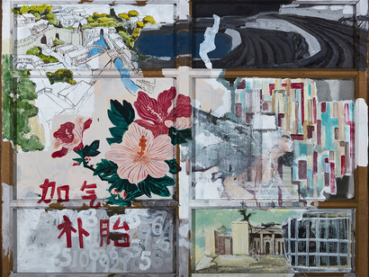 Diary 1.  Mixed Media on Recycled Window,102x125 cm，2017 