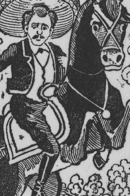 Detalle de "Emiliano Zapata a caballo", de José Guadalupe Posada