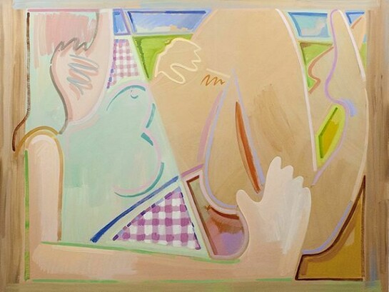 James Viscardi, Downstairs Dip Dye, 2013, oil on canvas, 52 x 62 in (132 x 157 cm)
