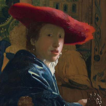 Johannes Vermeer; Joven con sombrero rojo 1664-67. Washington D. C., National Gallery of Art (detalle)