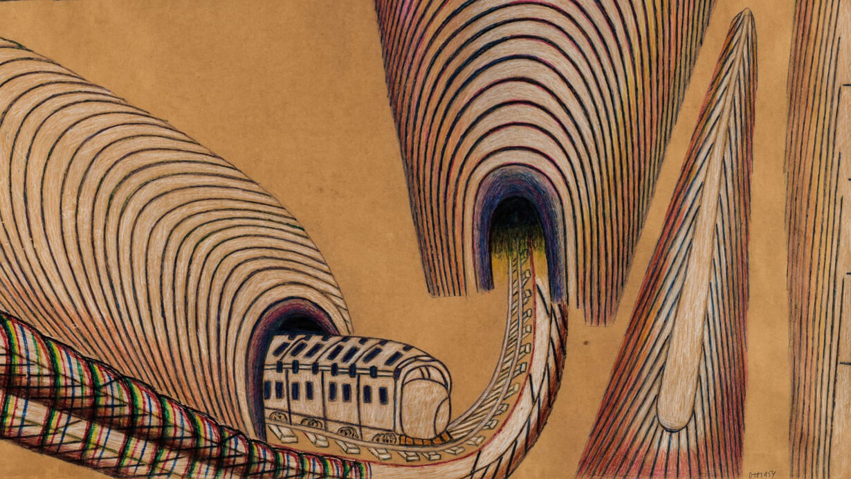 Obra de Martín Ramírez, 1954, sin título (detalle)