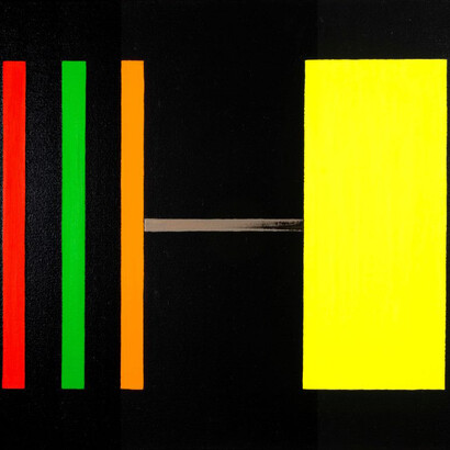 Osvaldo Mariscotti, Untitled 1432, olio e smalto su tela, 762 x 61 cm, dettaglio