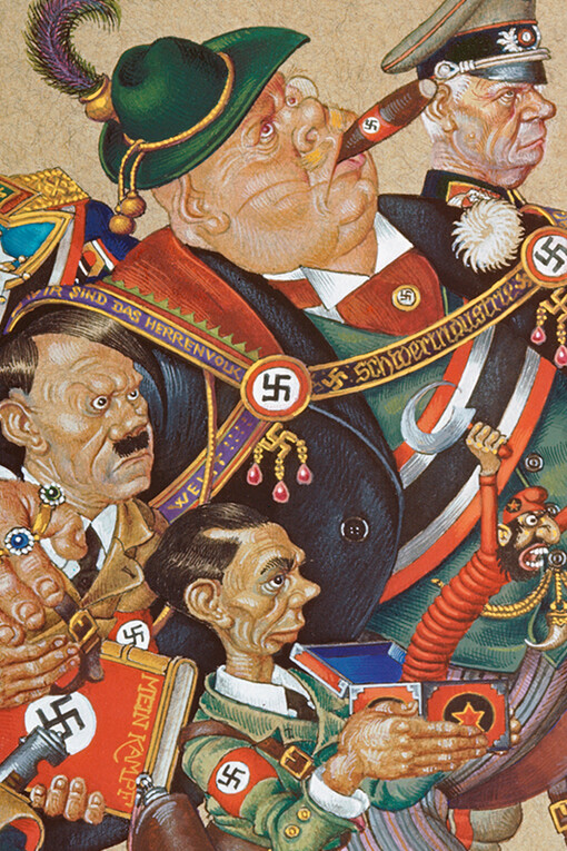 Detalle de "Satán lidera el baile", Arthur Szyk, ilustración, 1942