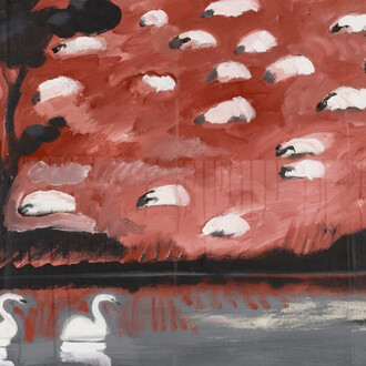 Karl Horst Hödicke, Sheep und zwei schwaene (detail), 1987. Courtesy of Leo Gallery