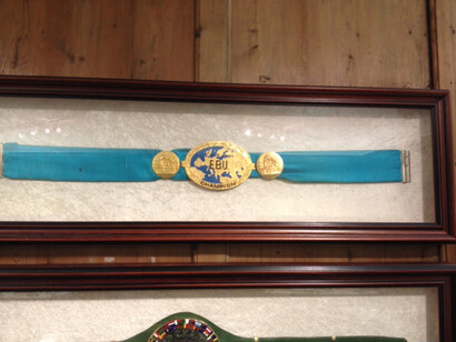 Ken Buchanan, title belt blue close up