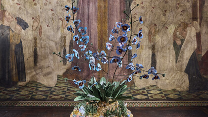 Ceramic flowers by Bertozzi & Casoni preserve delicate forms in an enduring material, Museo Bagatti Valsecchi in Milan, Italy