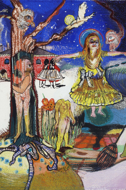 Natalie Frank, Cinderella II, 2011-14
Gouache and chalk pastel on Arches paper
22 x 30 inches (55.9 x 76.2 cm)
Courtesy of the artist and Rhona Hoffman
Gallery (Chicago); ACME (Los Angeles).