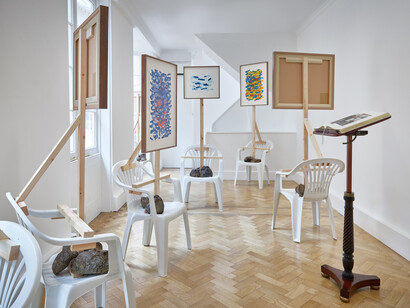 Oscar Murillo, Them, exhibition view. Courtesy of Gagosian Gallery